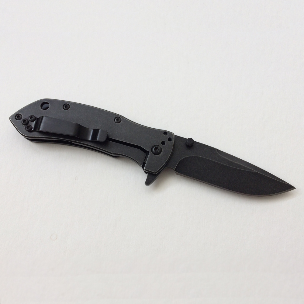 Stonewash black oxide folding pocket knife
