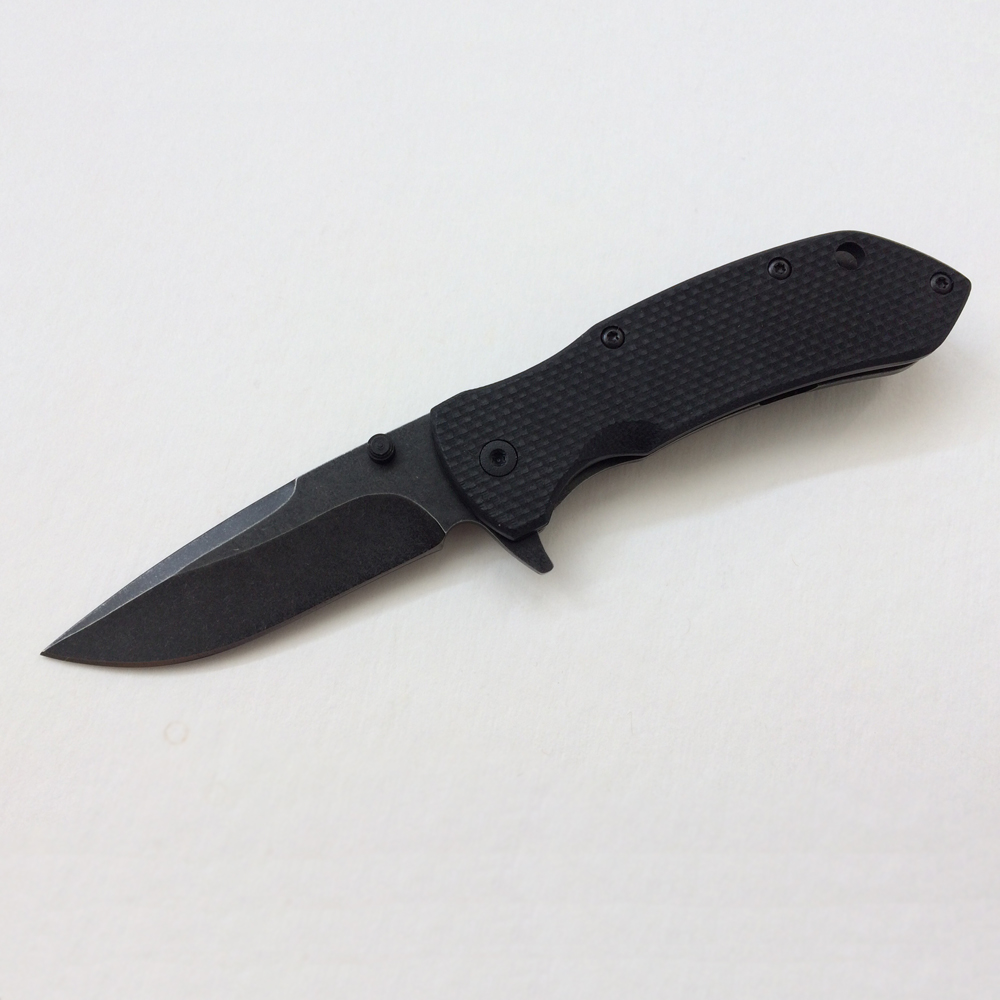 Stonewash black oxide folding pocket knife 808