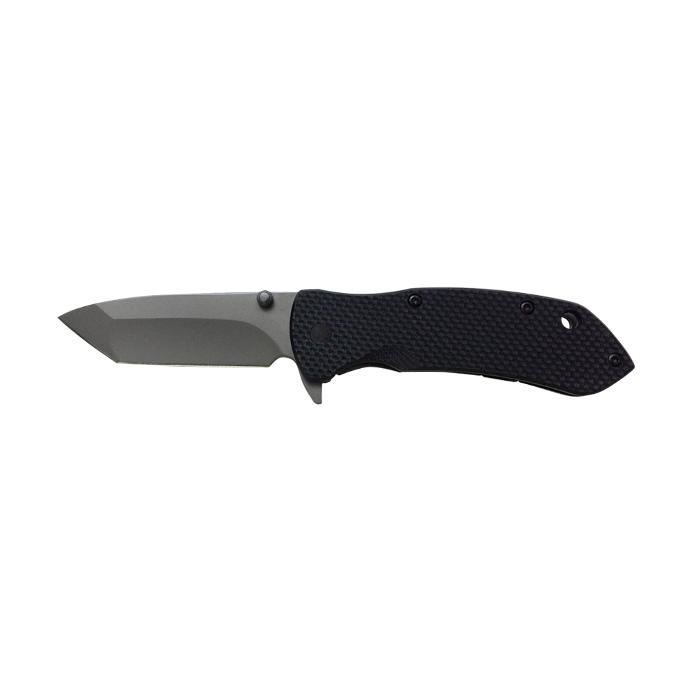 Assisted folding knife tanto blade black G10 handle 808TANTO- front side full knife