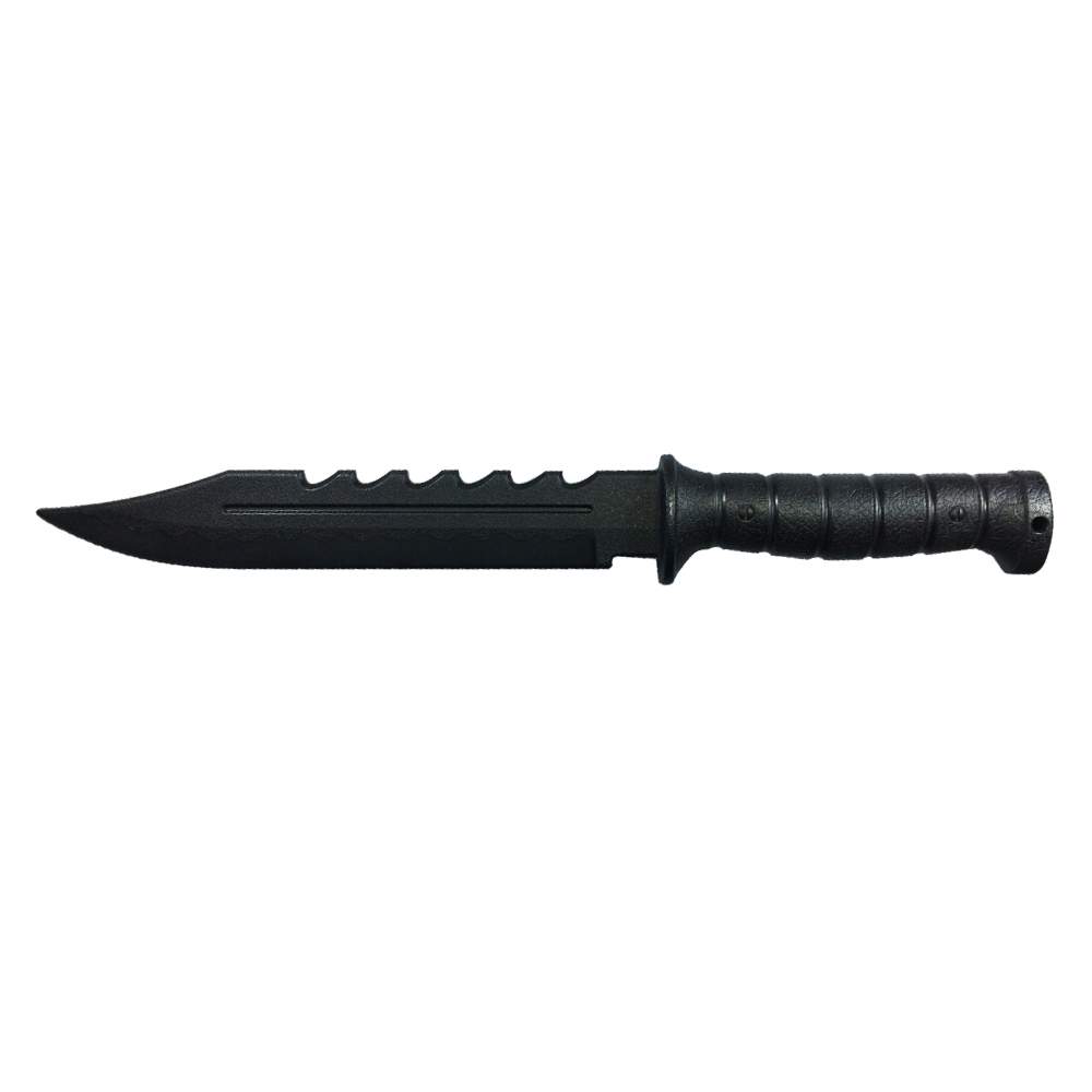Black TPR rubber fixed blade combat training knife E447 /front side